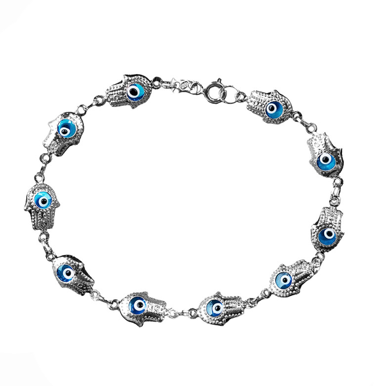 Sterling silver 925° murano hamsa hand bracelet.