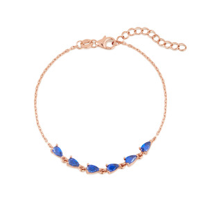 Sterling silver 925 rose gold spinel blue cz bracelet