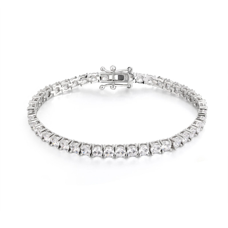 Sterling Silver 925 round 4mm cz tennis bracelet 18.5cm