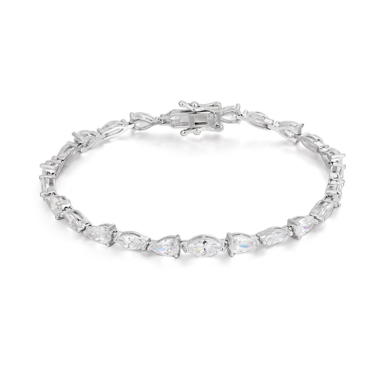 Sterling Silver 925 tear shaped tennis bracelet 18cm