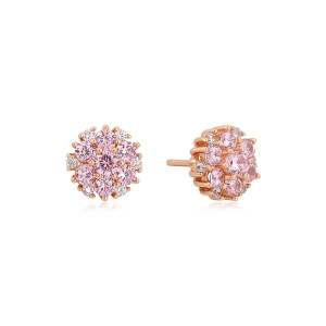 Sterling Silver 925 ,rose gold plated pink and white cz stud earrings