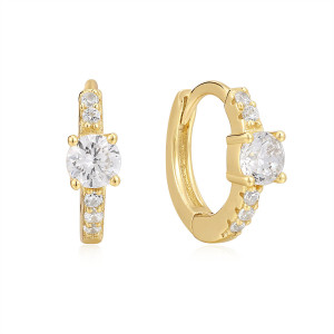 Sterling silver 925 gold plated cz huggie earrings