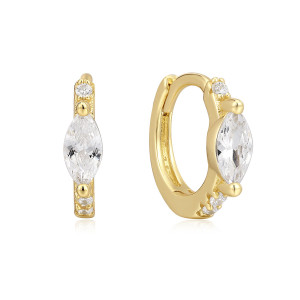 Sterling silver 925 gold plated cubic zirconia huggie earring