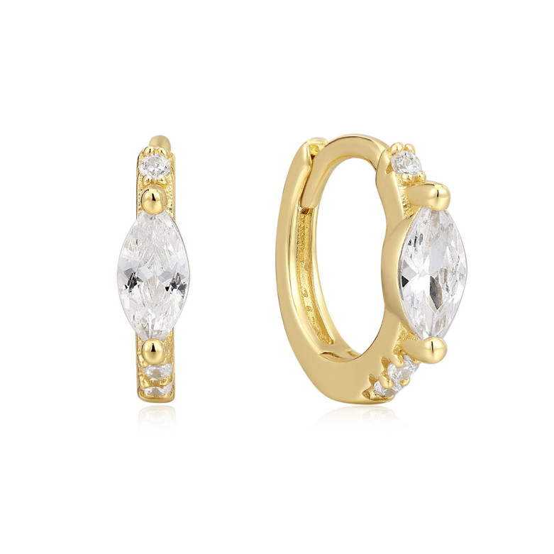 Sterling silver 925 gold plated cubic zirconia huggie earring