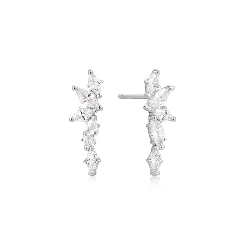 Sterling Silver 925 long stud cz earring