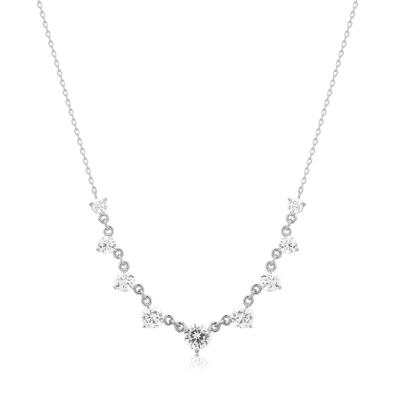 Sterling Silver 925 Cz Necklace 38+5cm