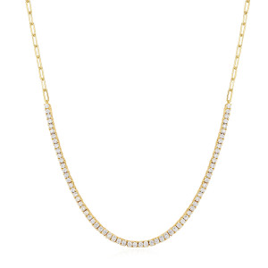 Sterling Silver 925 gold plated 2mm round cz necklace