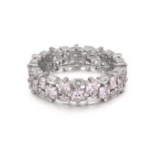 Sterling silver 925 pink clear cz eternity ring