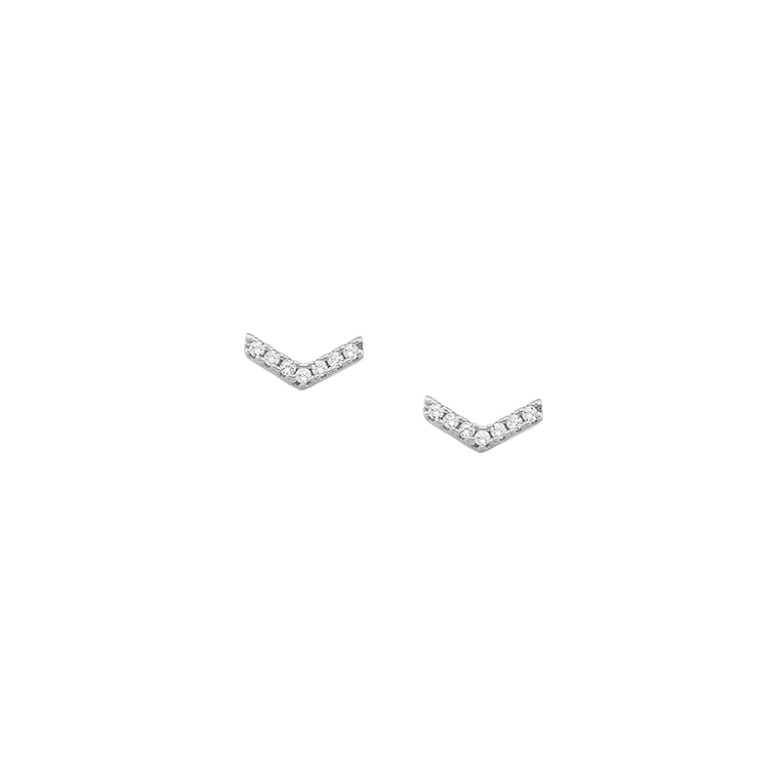 Sterling Silver 925 V-Shaped cubic zirconia stud earrings