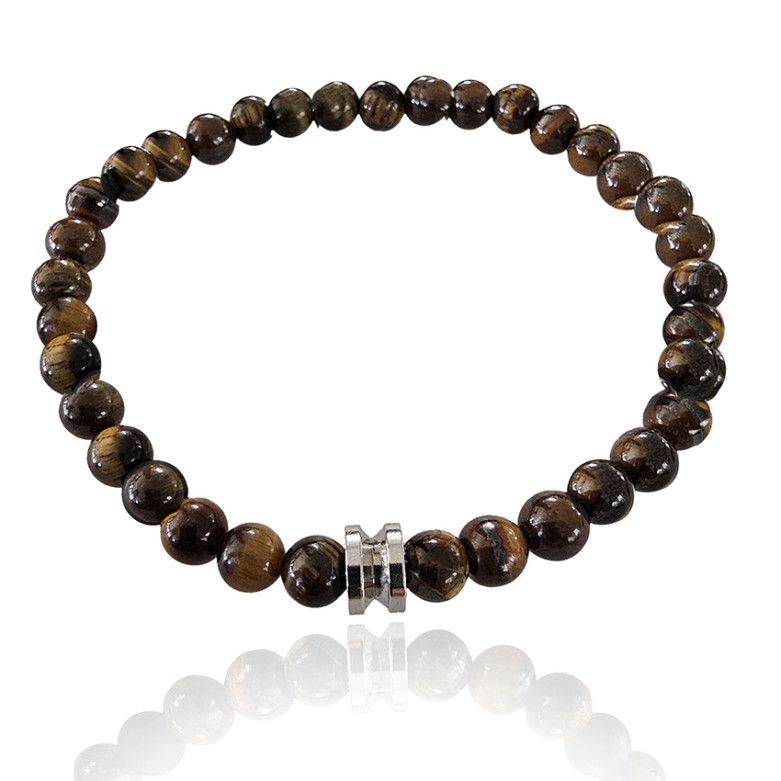 J4 6mm Tiger eye bead and Stainless Steel stretch bracelet
