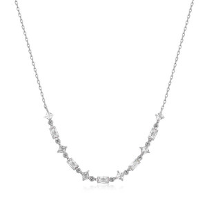 Sterling Silver 925 Rhodium cz necklace 38+5cm