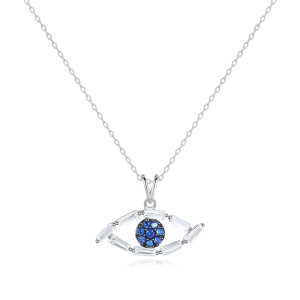 Sterling Silver 925 cz evil eye necklace