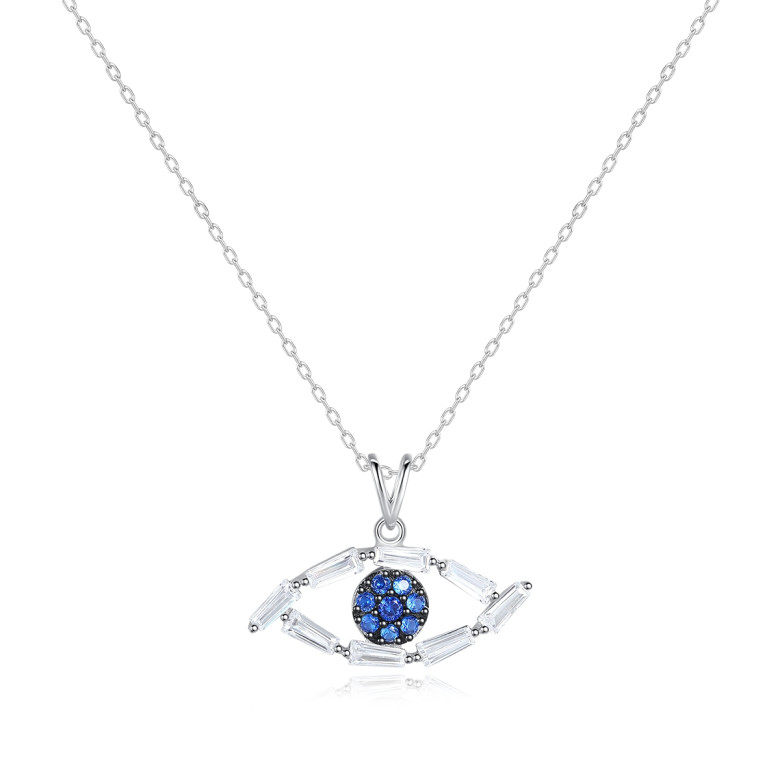 Sterling Silver 925 cz evil eye necklace