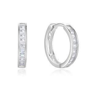 Sterling Silver 925 Hindged cz huggie  earrings