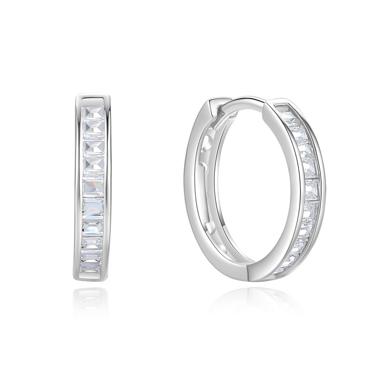Sterling Silver 925 Hindged cz huggie  earrings