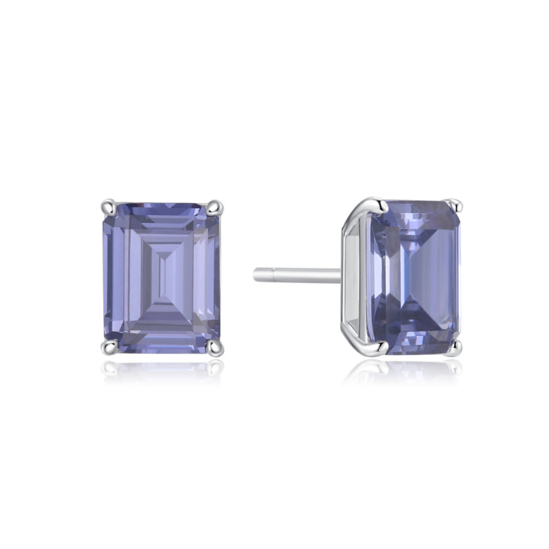 Sterling Silver 925 tanzanite cz stud earring
