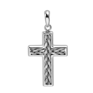 J4 Stainless steel pendant with steel cable inlay