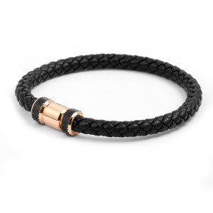 J4 Braided leather bracelet with stainless steel magnetic buckle