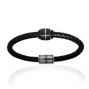 J4 Stainless steel ,carbon fibre & leather bracelet
