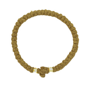 Waxed prayer rope bracelet 3.5mm (komboskini) kharki with cream beads