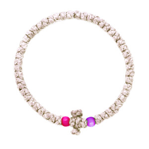 Waxed prayer rope bracelet 3.5mm (komboskini) lilac with a purple bead.