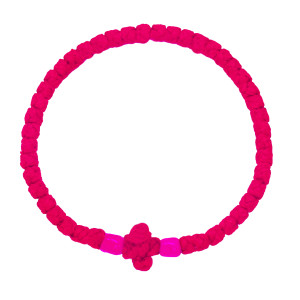 Waxed prayer rope bracelet 3.5mm (komboskini) cerise pink with cerise pink beads