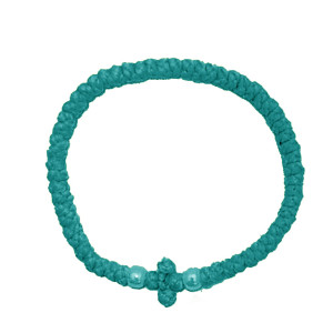 Waxed prayer rope bracelet 3.5mm (komboskini) turquiose with a turquoise bead