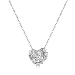 Sterling Silver 925 cz heart necklace with different shape cz stones