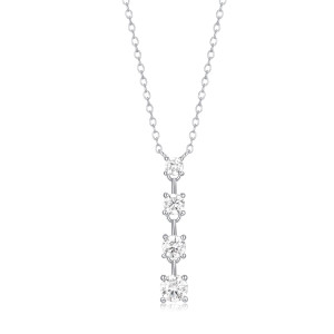 Sterling Silver 925 necklace with four cz stones hanging down 40cm plus 5cm extension