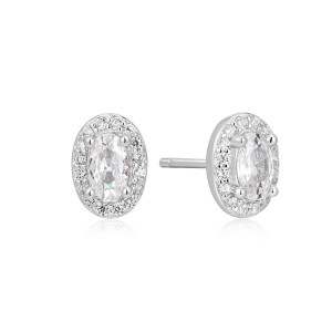 Sterling Silver 925 gold plated cluster oval stud earring