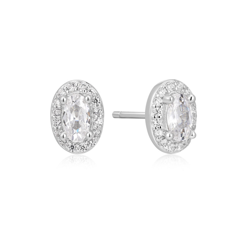 Sterling Silver 925 gold plated cluster oval stud earring