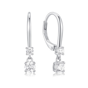 Sterling Silver 925 two cz stones  on a hinged shepards hook