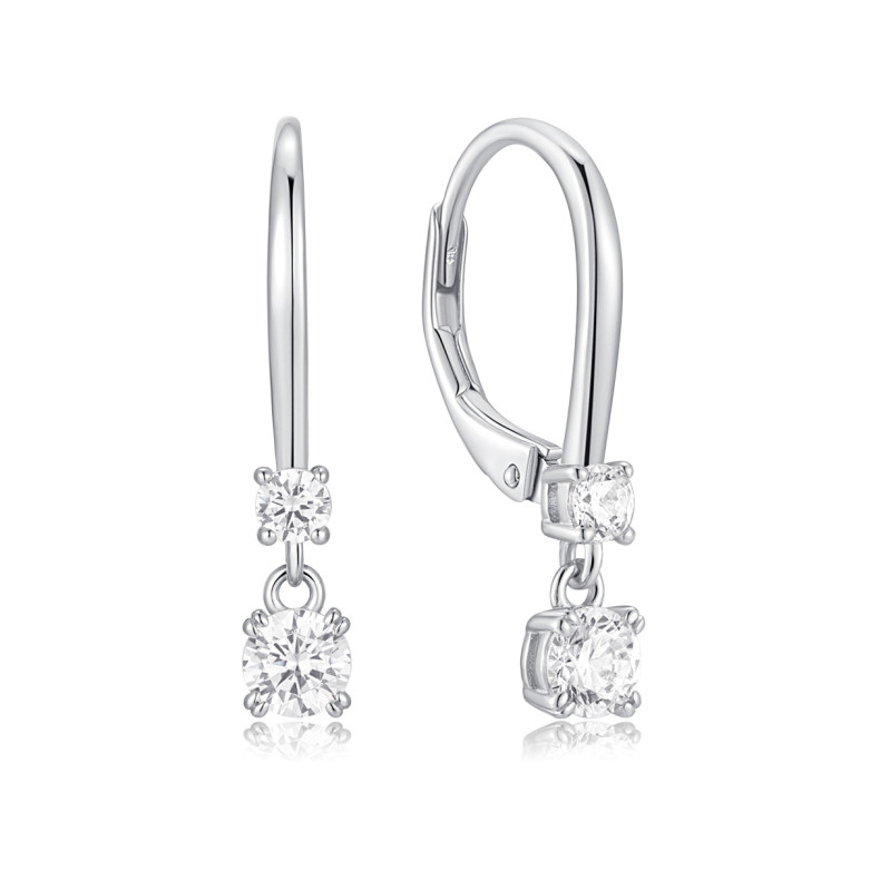 Sterling Silver 925 two cz stones  on a hinged shepards hook