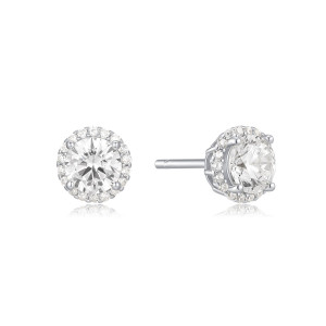 Sterling Silver 925 round cz stud surround by a halo of small cz stones