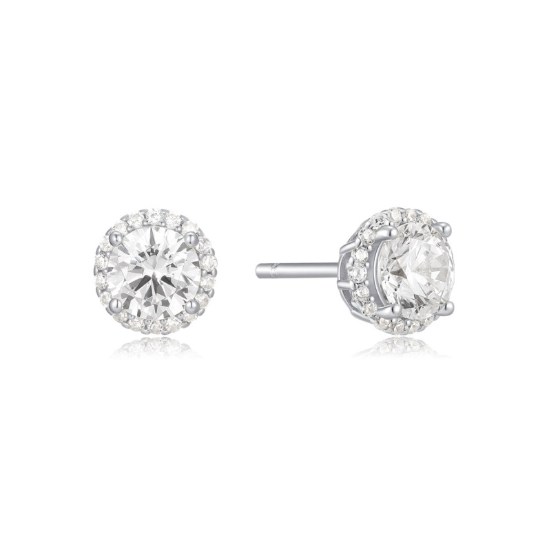 Sterling Silver 925 round cz stud surround by a halo of small cz stones
