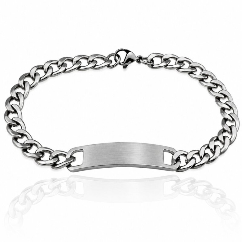 Stainless steel 30mmx10mm ID plate on a Curb Bracelet