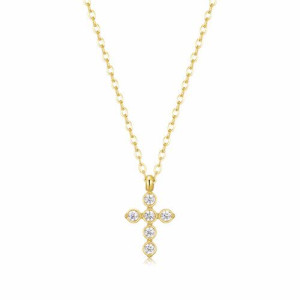 Stainless steel gold plated waterproof cross necklace