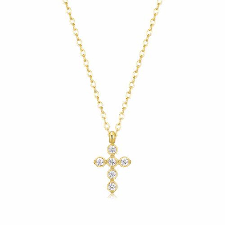 Stainless steel gold plated waterproof cross necklace