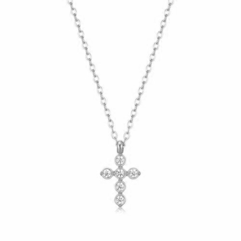Stainless steel silver waterproof cross necklace