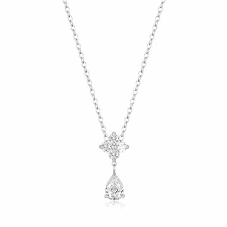 Stainless steel silver cz waterproof  necklace