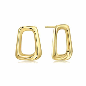 Stainless steel gold plated rectangular stud earring waterproof