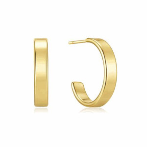 Stainless steel gold plated hoop waterproof earrings 18mm