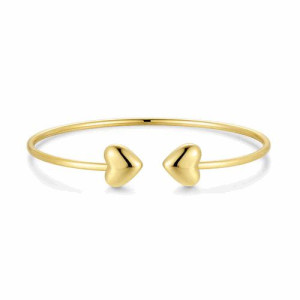 Stainless steel gold plated waterproof bangle with heart 