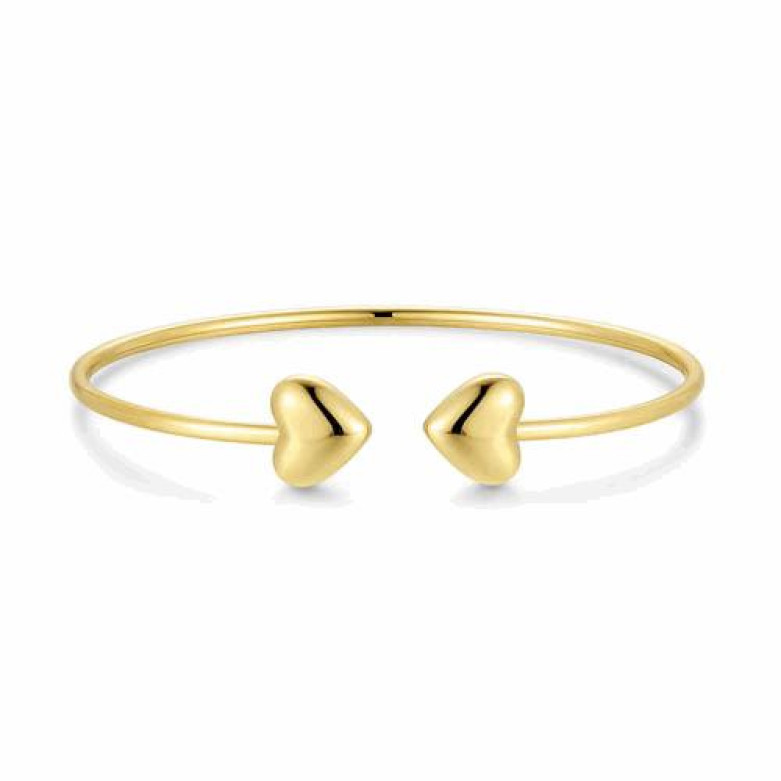 Stainless steel gold plated waterproof bangle with heart 