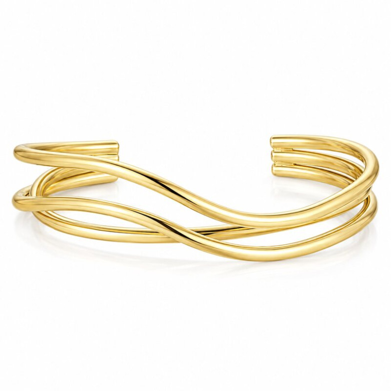 Stainless Steel gold plated waterproof fancy c-bangle