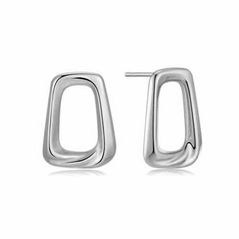 Stainless steel silver rectangular stud earring waterproo