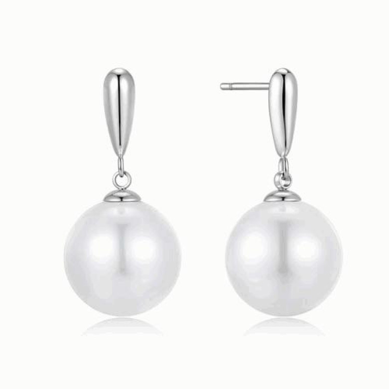 Stainless steel silver pearl stud earrings