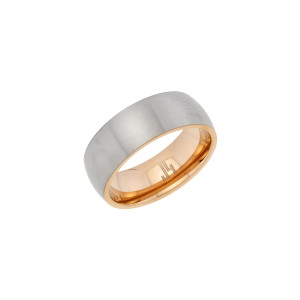 JJ4 Titanium 8mm half round band with a rose gold inner plating
