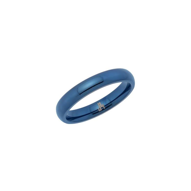 Titanium 4mm half round band with IP Blue plating