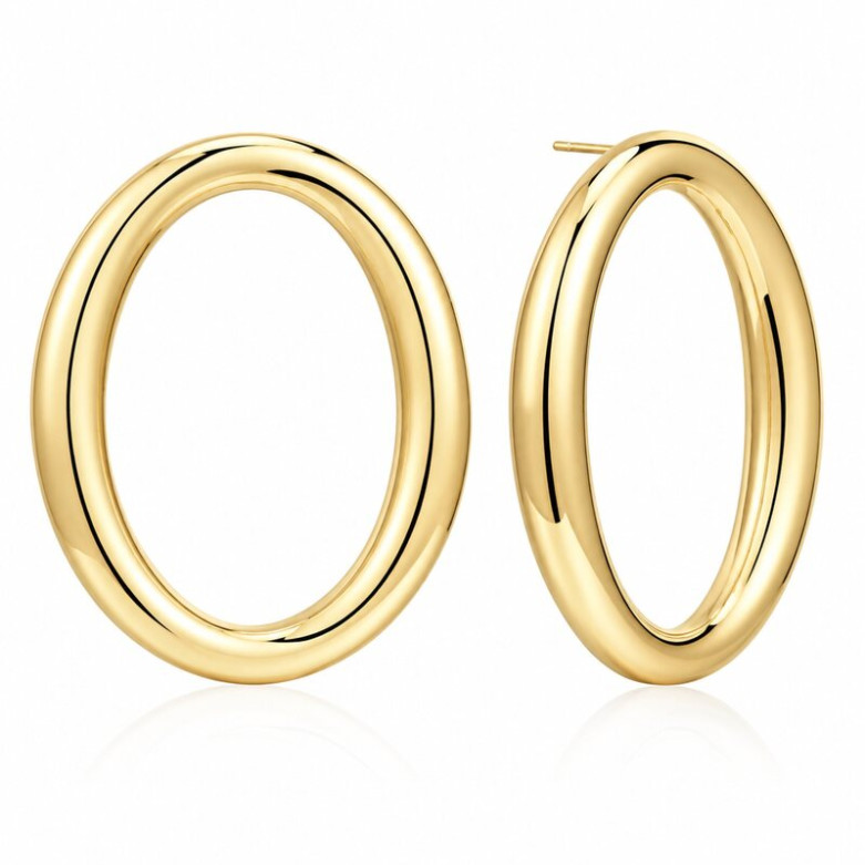 Stainless Steel. Gold plated Open oval 45mm x 36mm studs